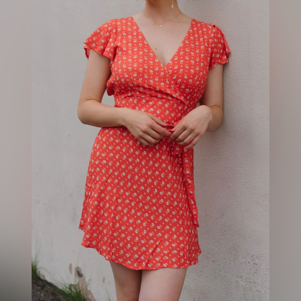 Spell Yellow Rose Bias Mini Floral  Dress size Medium
